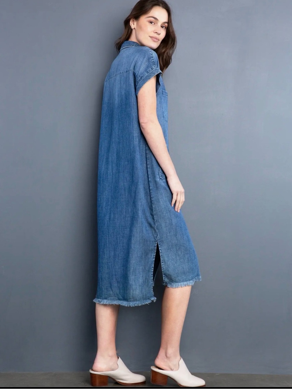 BILLY T / Button-Front Denim Midi Dress/ NWT/ $148 / Ptp-20” - Picture 2 of 6